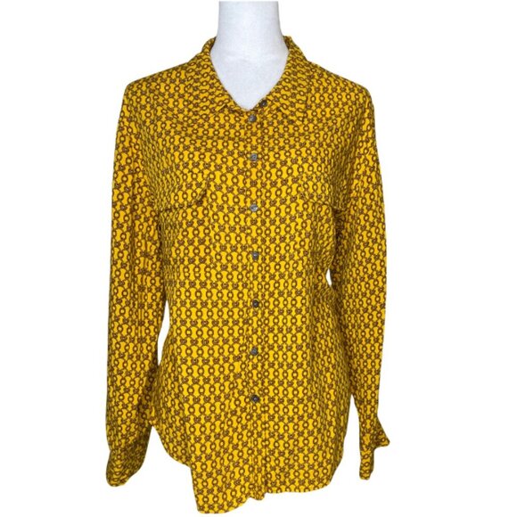 Vince Camuto Women's Chain Link Geometric Blouse Top Vintage Business Casual XL - Picture 1 of 6